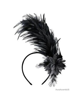1920s Feather Fascinator Headband Vintage Hair Clip for Women